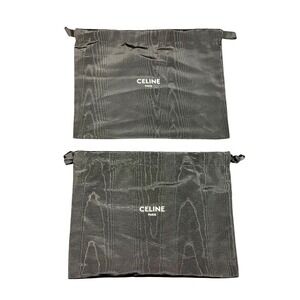 Lot Of 2 Celine Paris Black Wood Grain Pattern Storage Dust Bag 11.5" x 15.5"
